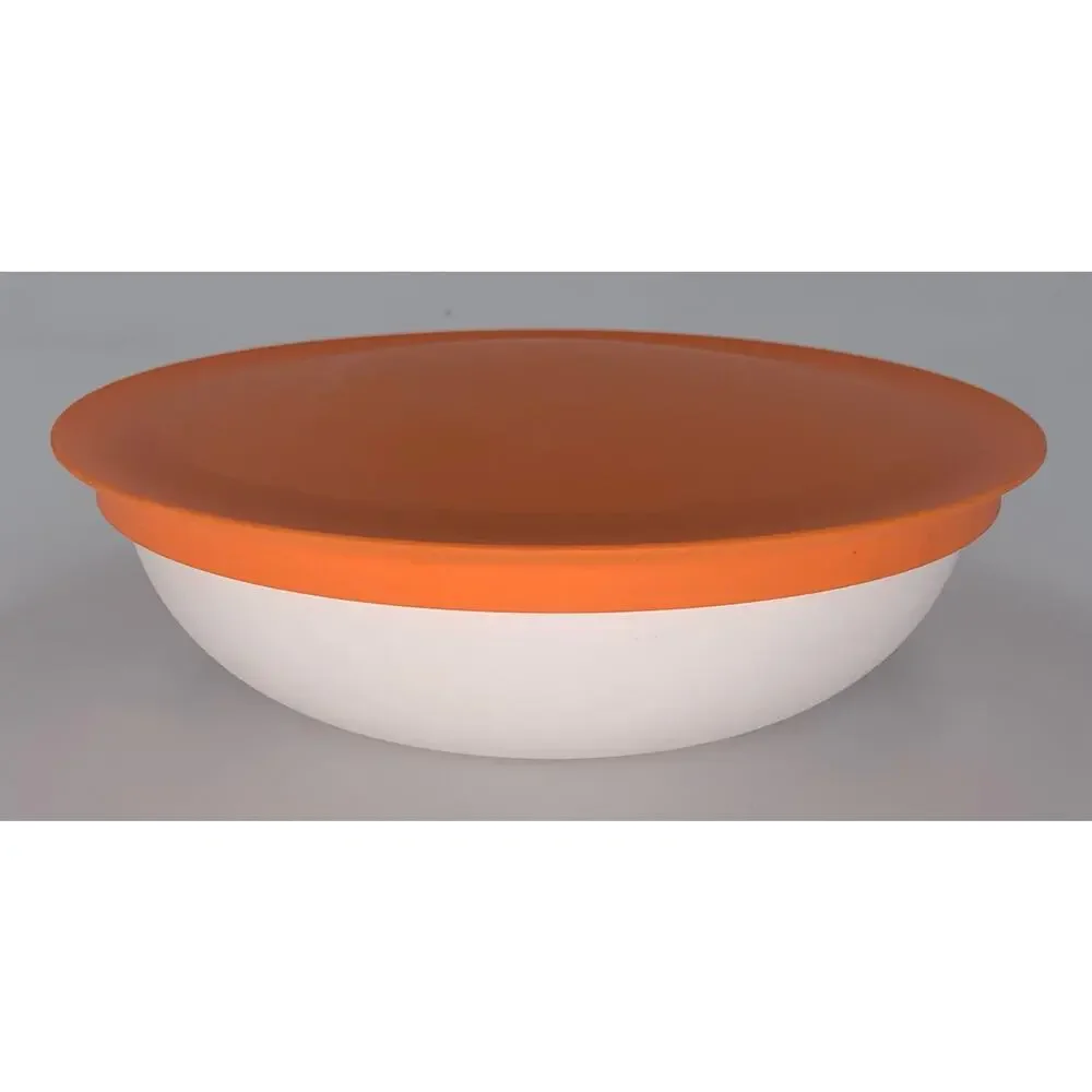 Tupperware Bowl With Lid Orange White Chic Small Serving Container Round